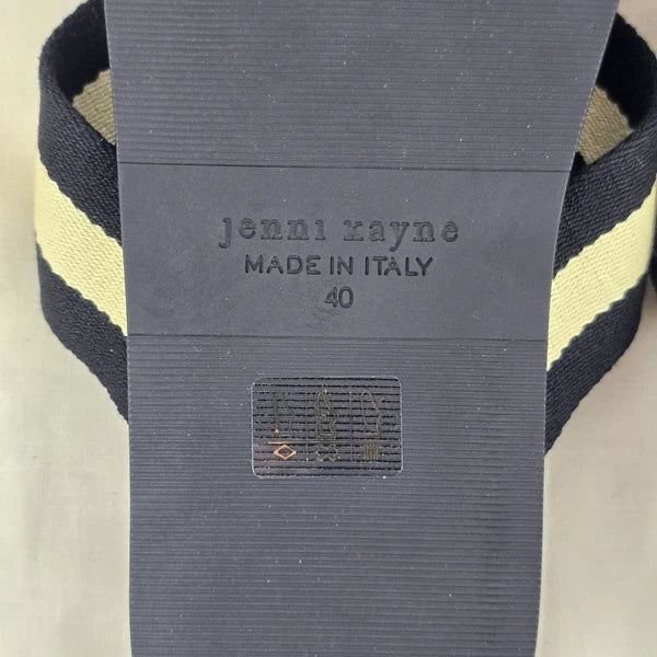 $325 Jenni Kayne Stripe Cotton Crossover Sandals Sz 40 EU 9 US Minimalist Beachy