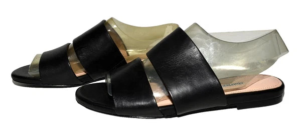 Charles David  Siamese Banded Black Leather Women Slide Sandals 7.5M NWOB