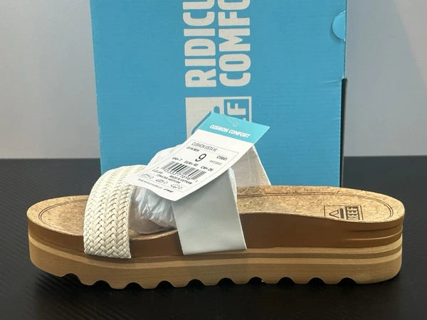 Reef Women’s US 9 Cushion Vista Hi White Braid Slip On Sandal, Style # CI9861
