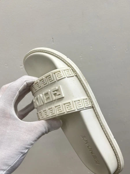 Versace Fendi women Slide Size 9 US/ 39 EU White and Gold Medusa Style
