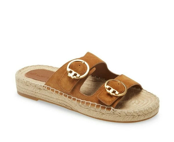 NEW Tory Burch Selby Two-Band Espadrille Slide Sandal in Rhum Size 7, 8, 9.5