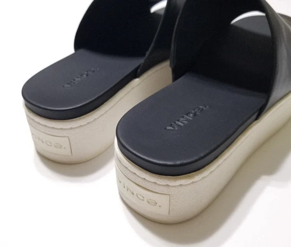 NIB Vince Walford Leather Platform Slide Sandals in Black Size 6.5, 9 $225