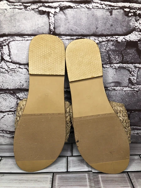 Style Park 1 Bamboo Beige Synthetic Slides Flats Sandals Women’s Sz 8M US/39EU