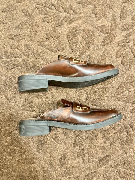 Lisa Vicky Gal Mule Walnut Brown Loafer Fall Style Size 6M