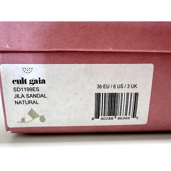 $428 Cult Gaia Jila Sandals Sphere Heel in Natural Open Toe Slide Style Sz 6 NEW