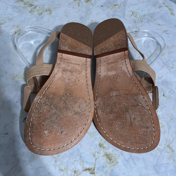 Bernardo Women's Size 7.5M Shoes Brown Leather Fashion T-Strap Slingback Sandals