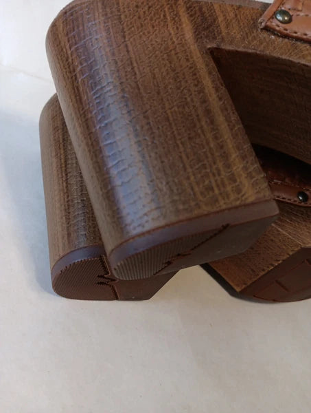 White Mountain Foot beds Altoria Womens 9 Brown Y2K Style Slide Platform Sandals