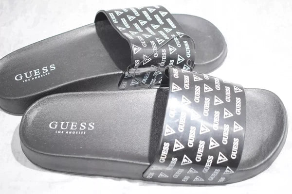 Guess Black Logo Slide Sandals, Size 7.5, Comfortable Slip-On Style