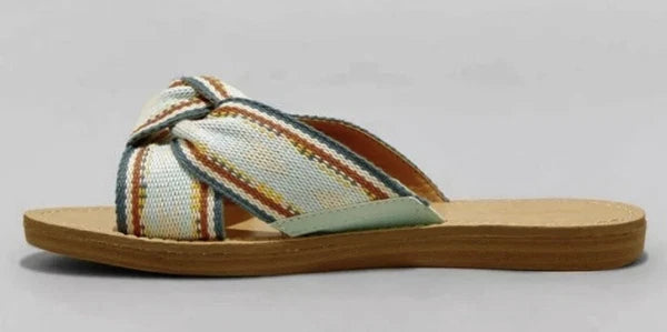 New Womens Melody Knotted Slide Glide Sandals Teal Stripe Universal Thread Sz 9