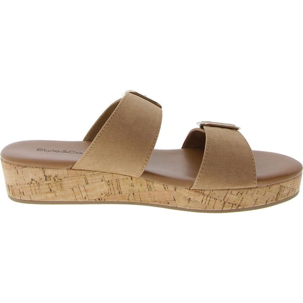 Style & Co. Womens Temppestt Tan Slide Sandals Shoes 10 Medium (B,M) BHFO 3192