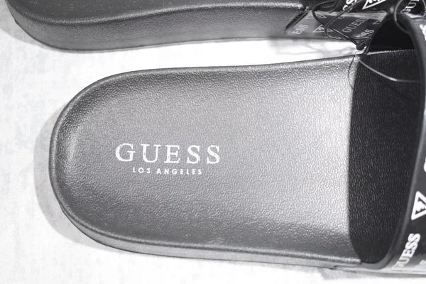 Guess Black Logo Slide Sandals, Size 7.5, Comfortable Slip-On Style