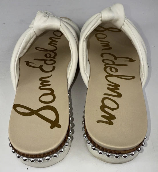 Sam Edelman Alyse Knotted Strap Studded sandals White Leather Womens Size 8.5M