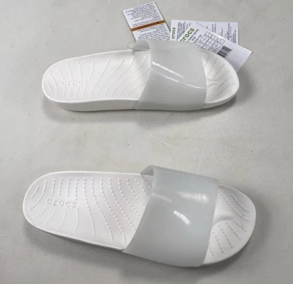 NWT Crocs Splash Glossy Slide White Sandals Size 5. Style 208538-100