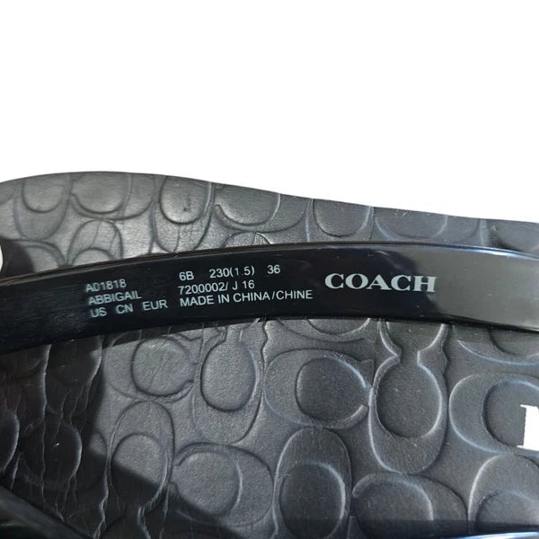 Coach Abbigail Black Flip Flops Women' Size 6B Turnlock Logo Thong Sandals