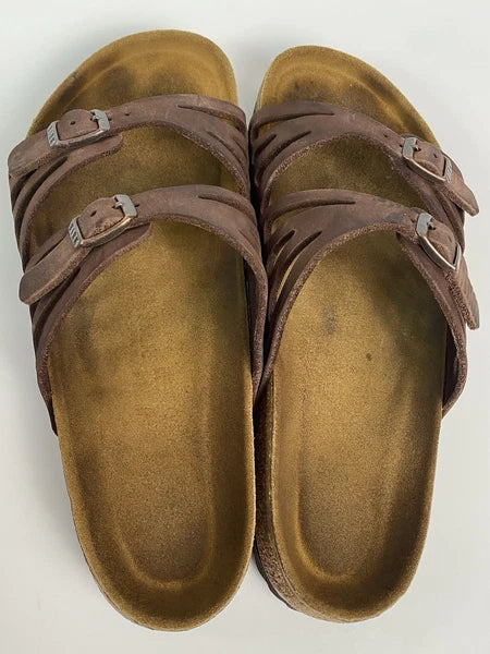 Birkenstock Granada Brown Leather Soft Footbed Sandals Size 40 US W9 M7