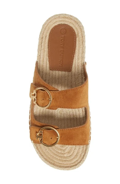 NEW Tory Burch Selby Two-Band Espadrille Slide Sandal in Rhum Size 7, 8, 9.5