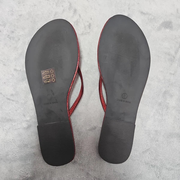 M Style Sandals Size 8 Red Flip Flops Women's Summer Shoes New