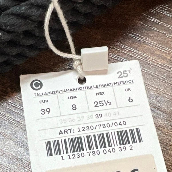 OYSHO Rope Slide Sandals 8 Womens Black Slip On Beach Boho Open Toe Casual New