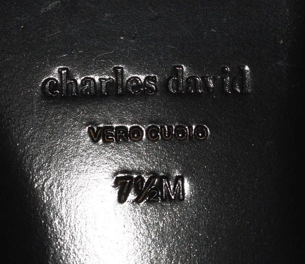 Charles David  Siamese Banded Black Leather Women Slide Sandals 7.5M NWOB