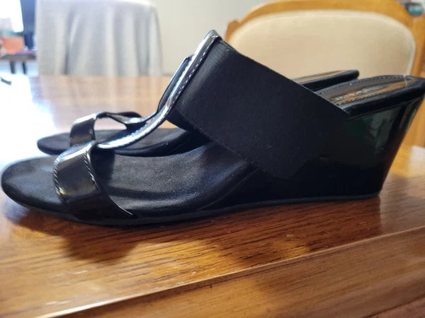 Black Wedge Heel Dressy Sandal By Style & Co Sz 8M