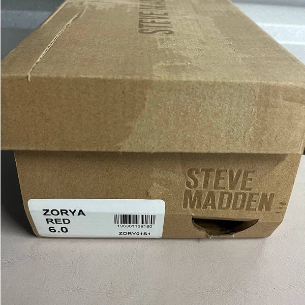 Steve Madden Women's Red Vegan Leather Braided Style Zorya Slide Sandal - Size 6