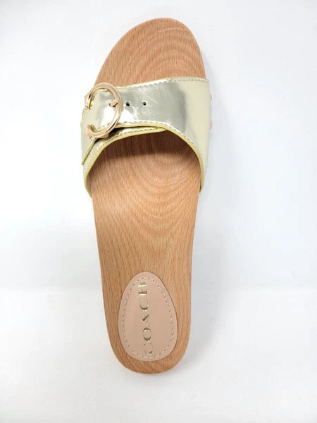 Coach Bleeker Gold Metallic Leather Sandal G5079 Size 7