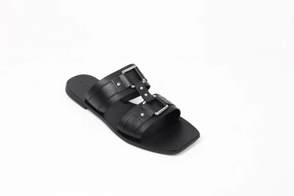 Caverley Cass Slide EU 40 NEW Black Leather Flat Sandal Women Minimalist style