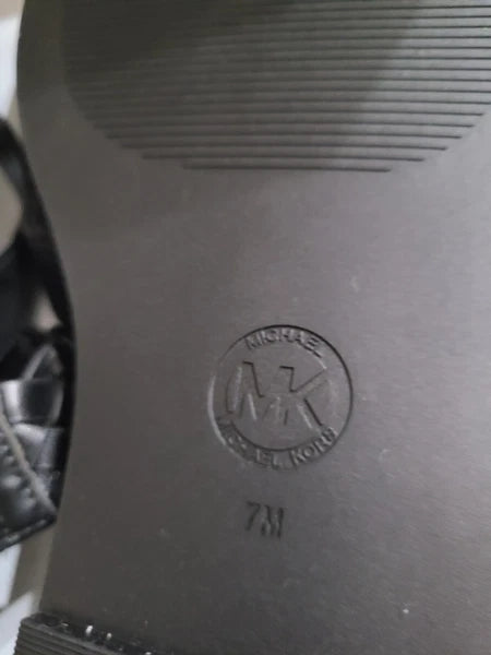 Michael Kors Alba Braided Thong Slide, Faux Leather, Black, Women's 7M, NEW