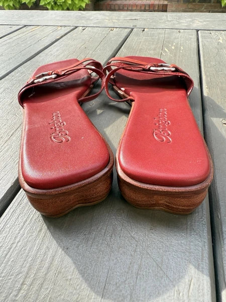 Brighton Vintage Red Leather Heart Sandal Rio US 9 1/2 Slide Gameday Collegiate