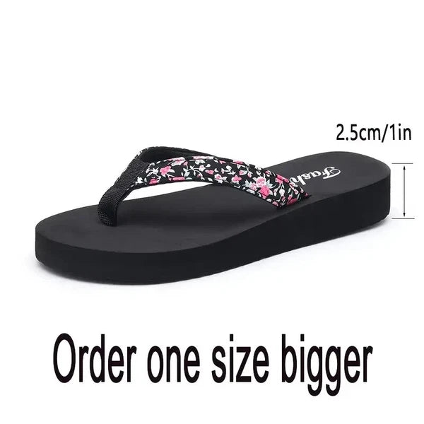 Women Fashion Flower Print Platform Sandels, Lightweight Slide Sandals Size 9