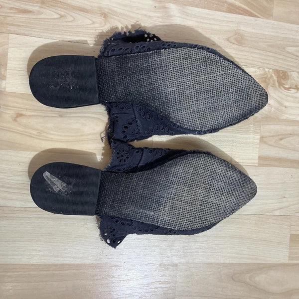 Free people Eyelet Sienna blue slip on mule sandals womens size 38