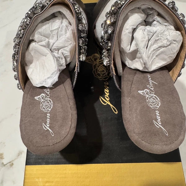 Joan Boyce Embellished Wedge Sandals Slides Women's 7W Rhinestone Glam