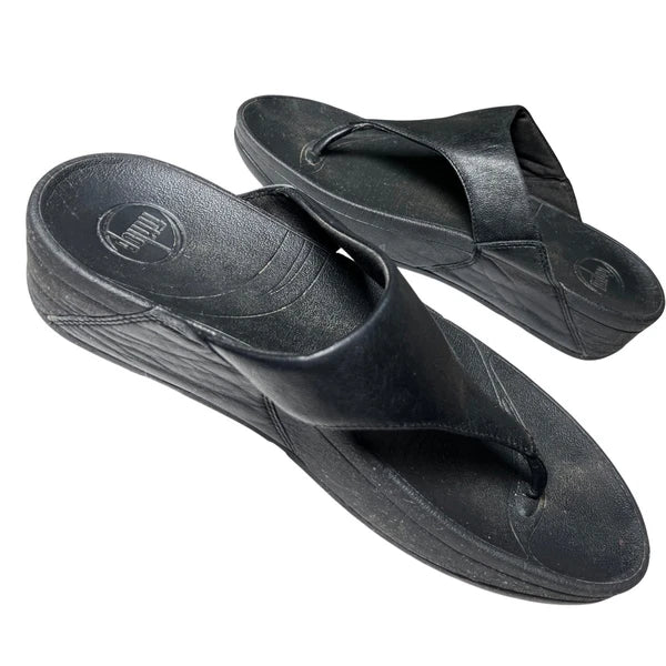 Fitflop Leather Black Sandals US 9 EU 41 Flip Flops Style 288-001