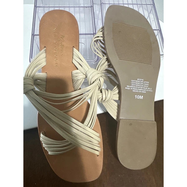 Matisse Anthropologie Knotted Strap Sandals Slides Flats Neutral Size 10M