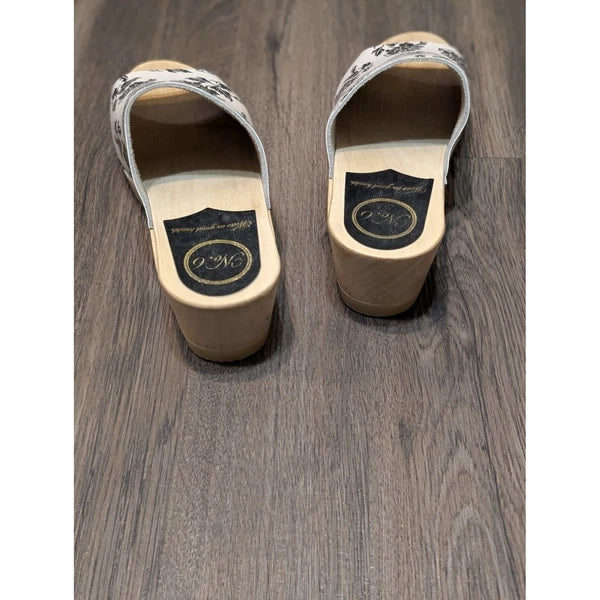 No.6 Store Floral Print Clogs Size 38 Wooden Heel Slip On Sandals