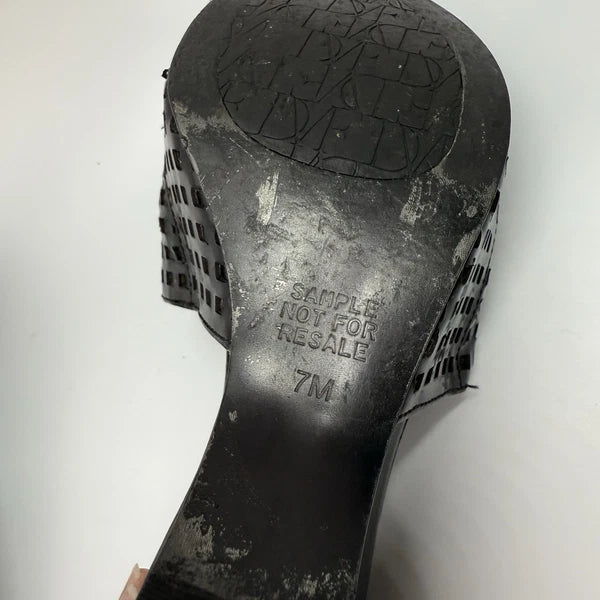 Diane von Furstenberg Perforated Wedge Sandals Size 7 Black Sample Shoes