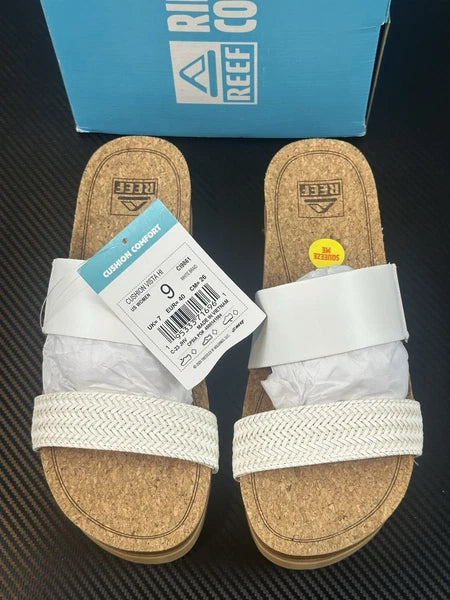 Reef Women’s US 9 Cushion Vista Hi White Braid Slip On Sandal, Style # CI9861