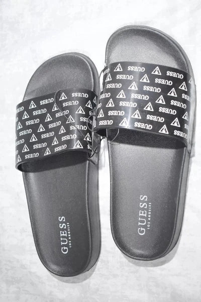 Guess Black Logo Slide Sandals, Size 7.5, Comfortable Slip-On Style