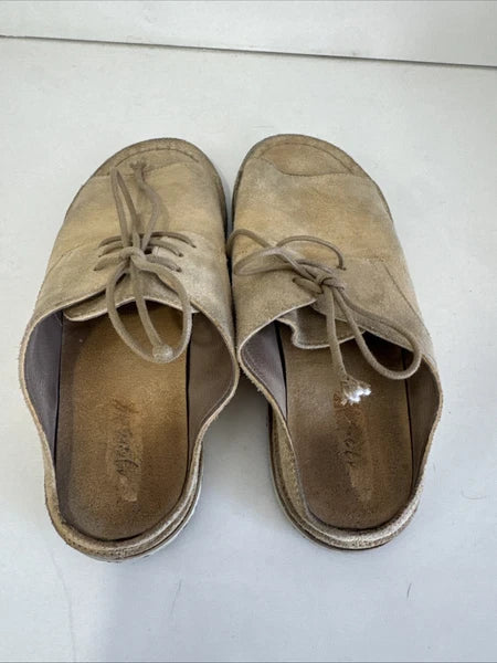 Marsell Sandalaccio Lace Suede Leather Derby Style Slide Sandals in Beige 36 1/2