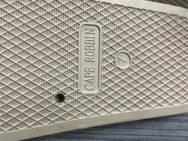 Cape Robbin Clear & Tan Strap Slides Sandals Beach Slip On Flats Mules - Size 7