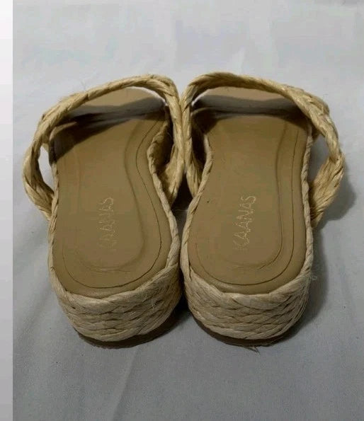 Kaanas Azurita Woven Platform Slides Sandals Women’s  Raffia Espadrille Summer