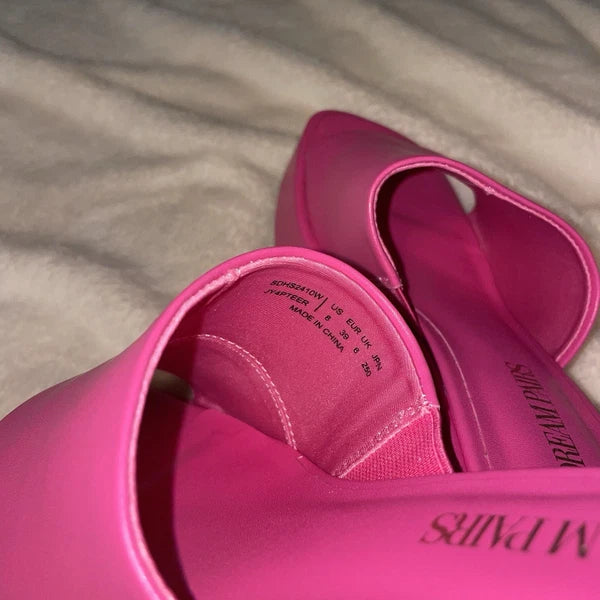 Dream Pair Pink Chunky Block Platform Heel Slide Mules Y2K Style Sandals Size 8