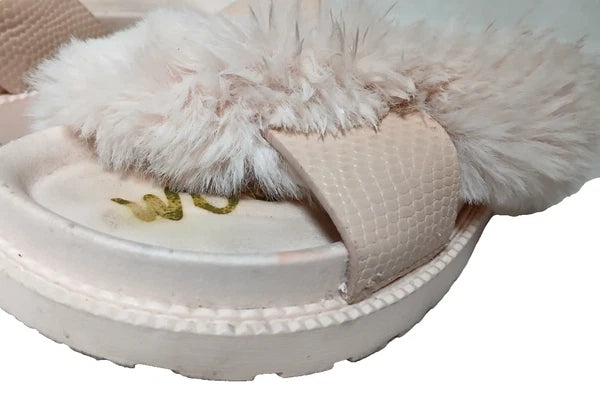 Sam Edelman Fuzzy Slide Sandals Women's Size 6 Pink Leather Faux Fur Open Toe