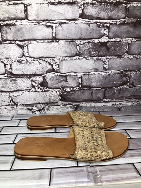 Style Park 1 Bamboo Beige Synthetic Slides Flats Sandals Women’s Sz 8M US/39EU