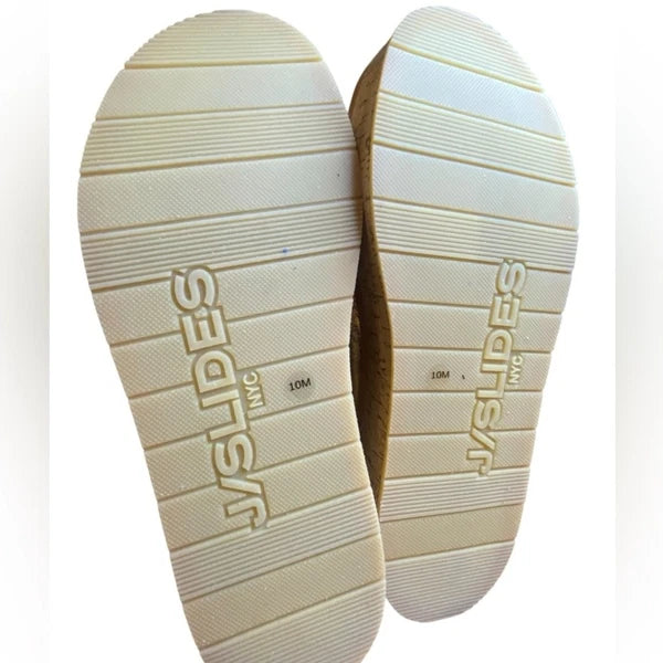 J/Slides Belinda Double Buckle Platform Gold Slide Sandals Women’s Size 10