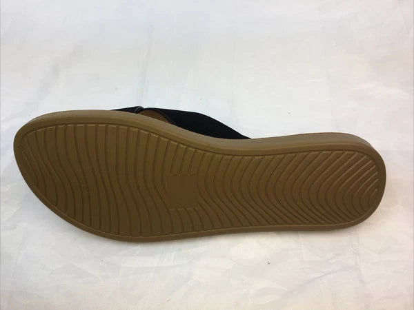 SODA-REFLECT-BLACK NUBUCK PU X BANDS Slide CASUAL Fashion Women Sandal Slip On