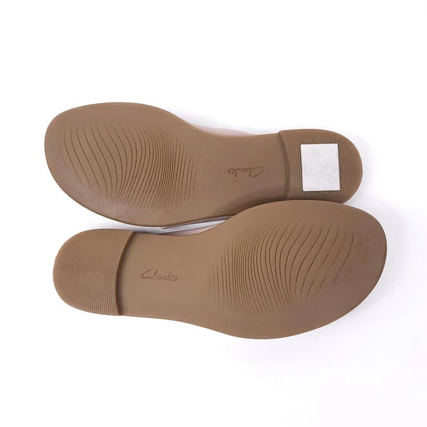 Clarks Sandals Womens Size 5 Faux Leather Slides Open Toe Pink Flats Slip On