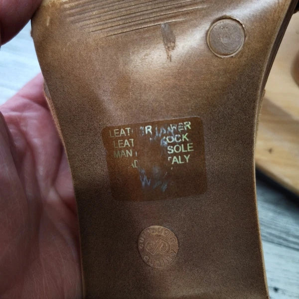 Mila Paoli Suede Mules Slides Chunky Block Heel 2.25" Sandals Italy Brown Size 8