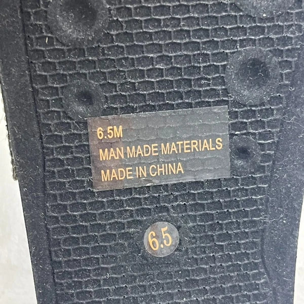 Fashion Nova Black & Silver Rhinestone Slip-On Slide Sandals Women's Size 6.5