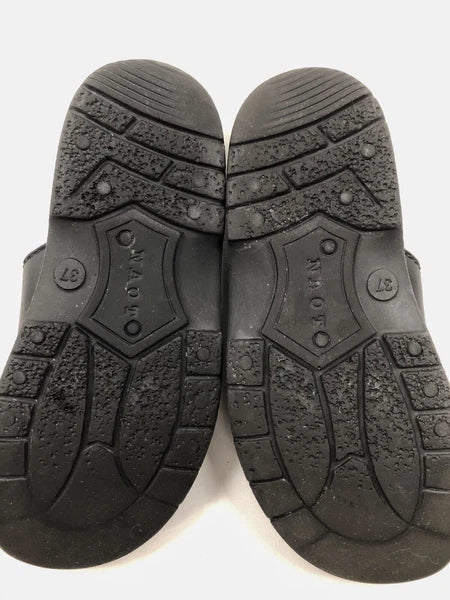 Naot Black Sz 6 /37 Leather Sandals Flats Slip On Arch Support Platform